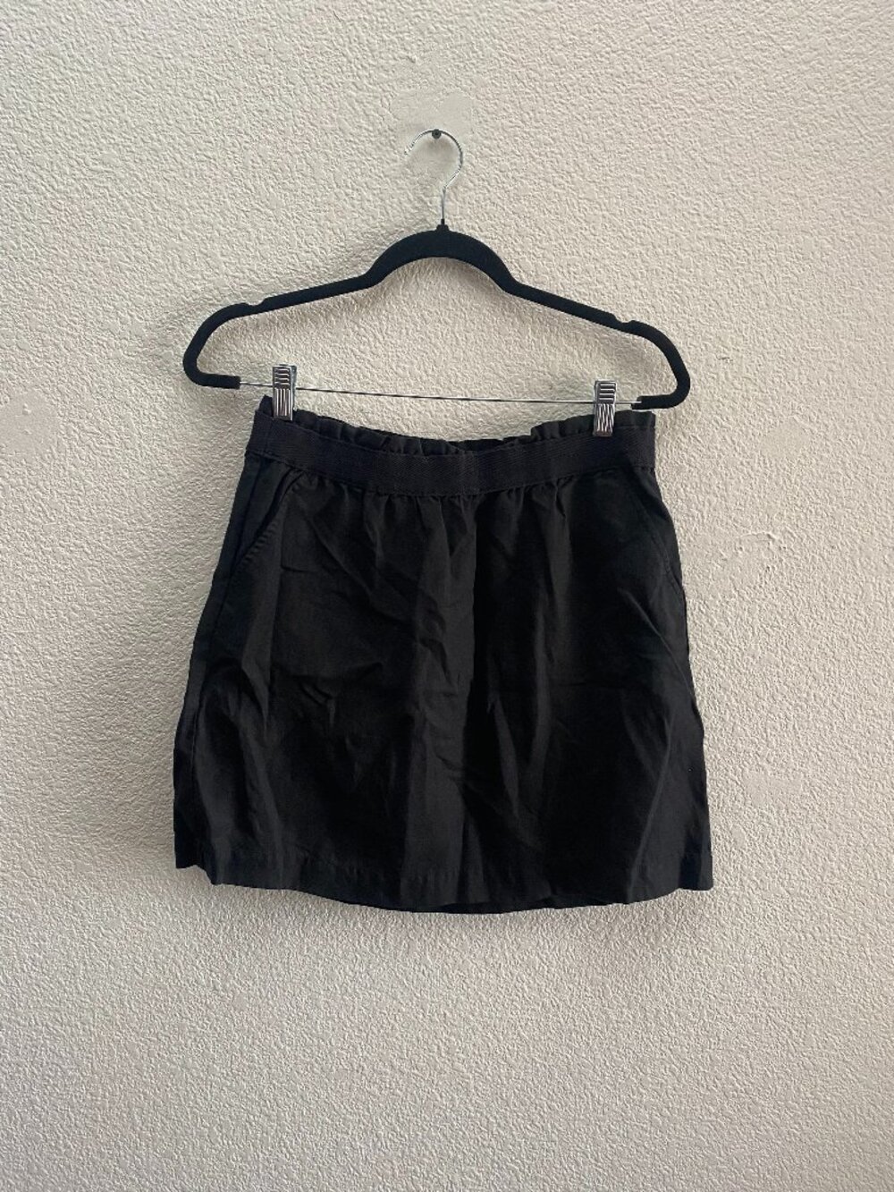 Loft Ann Taylor Mini Skirt Size XS Black Color Work Career Casual Linen Blend